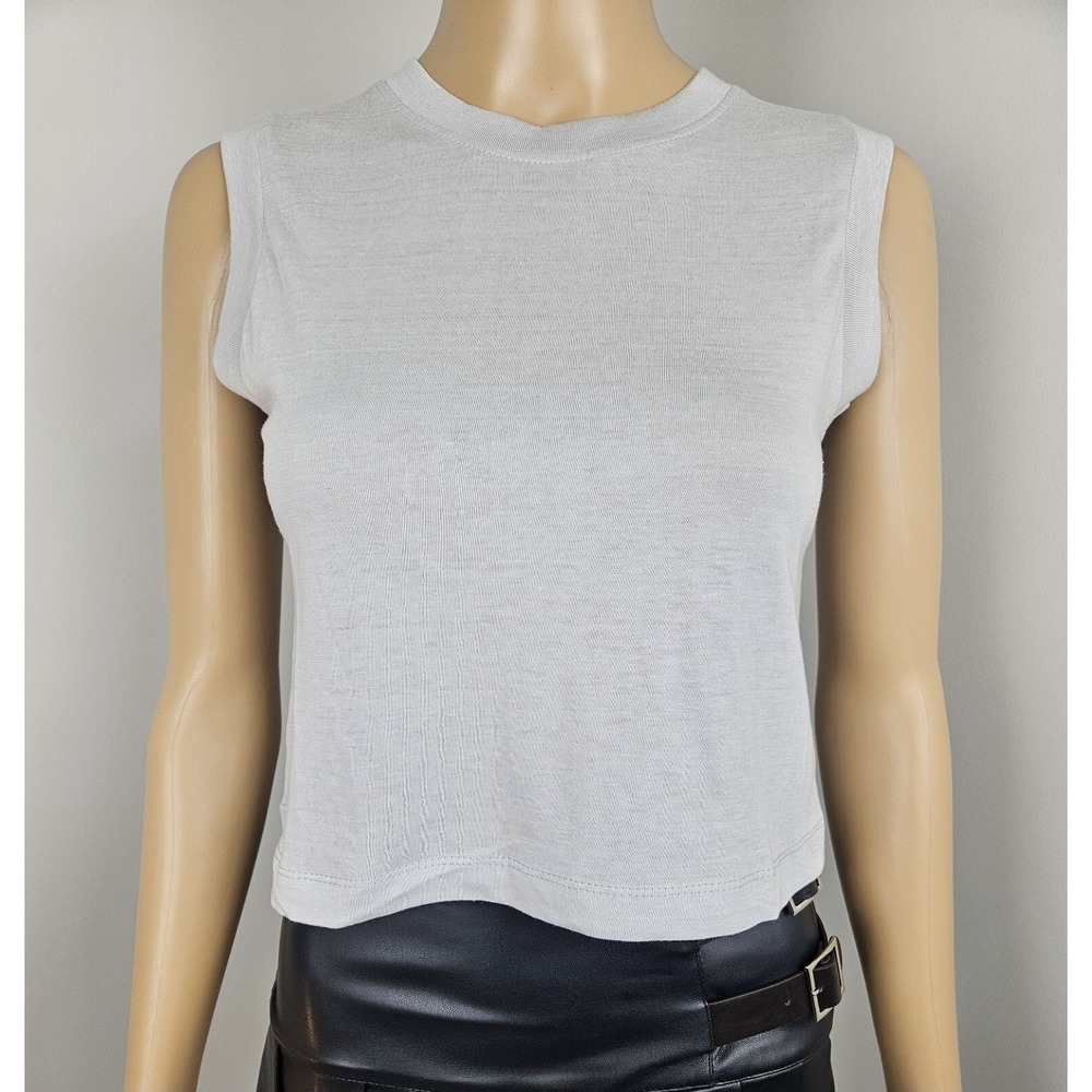 WeWoreWhat Revolve Womens Tee XSmall Muscle Tee Cotton Jersey Light Grey
